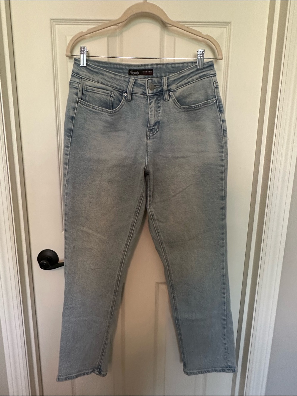 Vintage Stretch Light Wash High Rise Straight Leg Women's Jeans